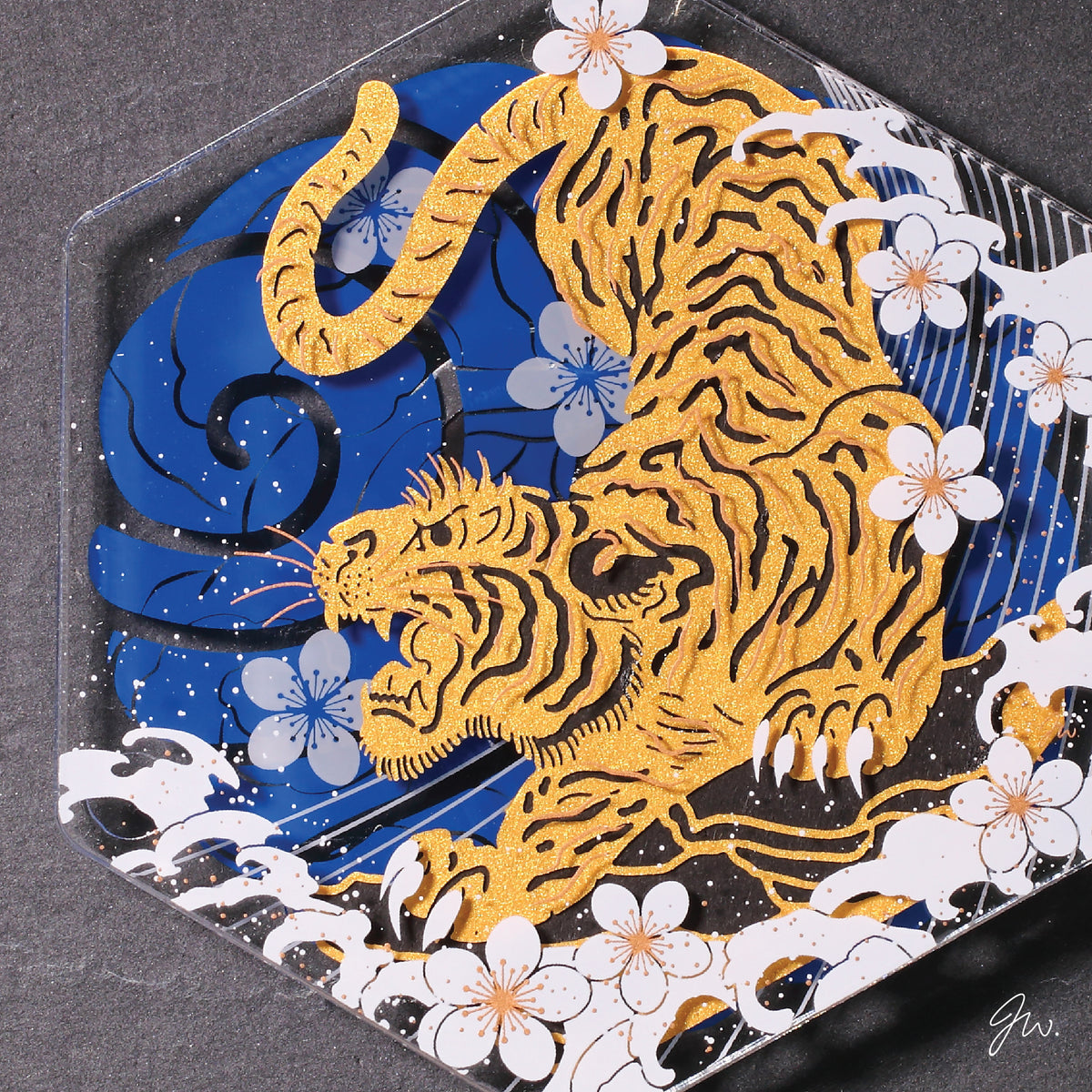 POSTalk Paper Art Magnet - Tiger and Sakura (PM-16)
