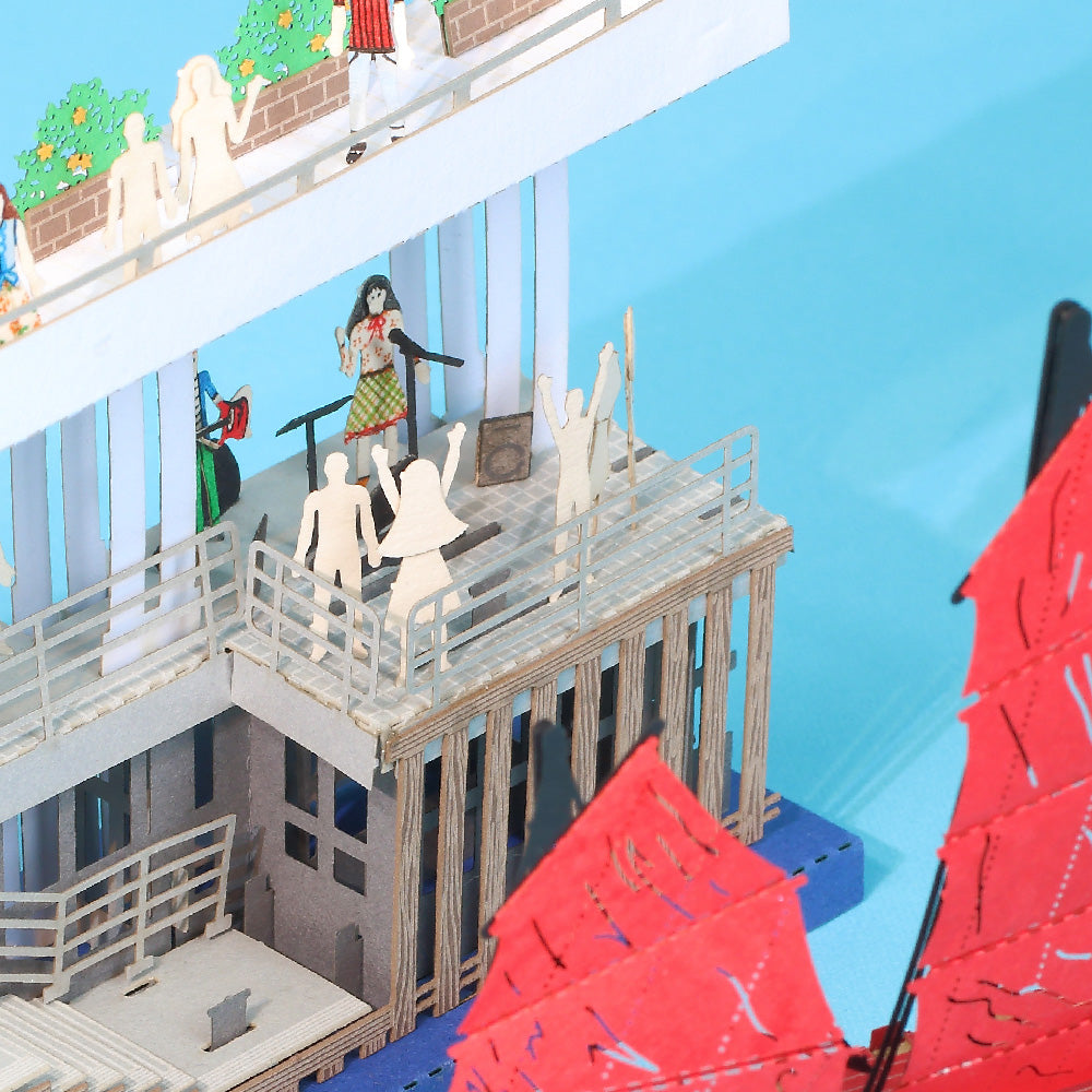 Hong Kong Junk (T.S.T Piers) - FingerART Paper Miniature Model (HK-5815)