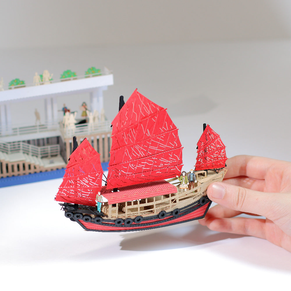 Hong Kong Junk (T.S.T Piers) - FingerART Paper Miniature Model (HK-5815)