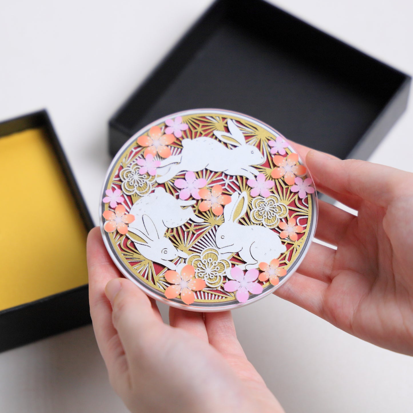 Rabbit and Cherry Blossom - Paper Art 15W Wireless Charger (WC-19)