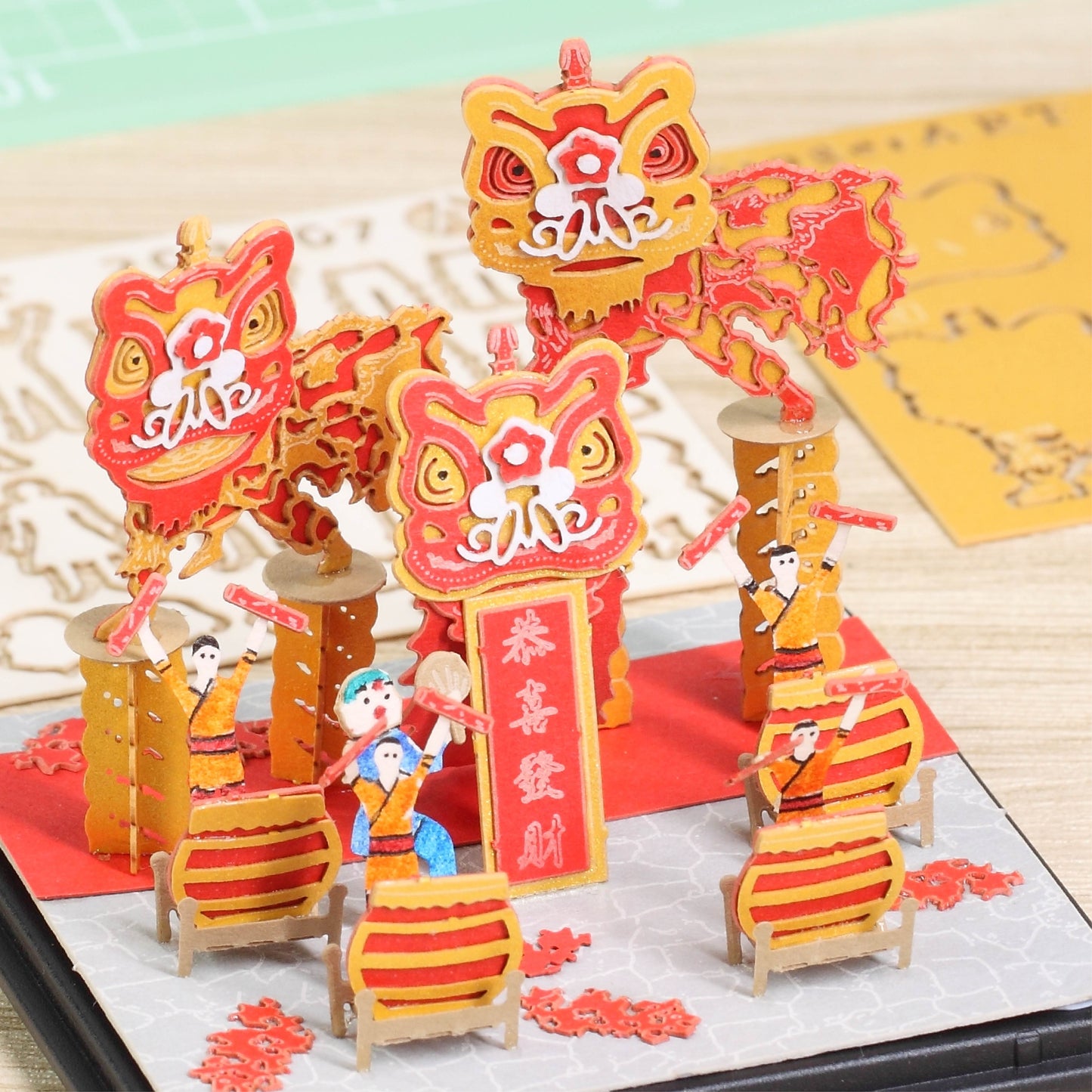 Lion Dance - FingerART Paper Miniature Model (HK-581)